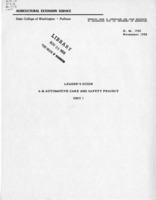 Leader's guide 4-H automotive care and safety project, unit I