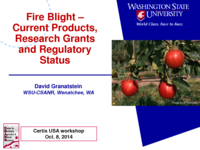 Fire blight: Current products, research grants, and regulatory
