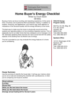 Home Buyer's Energy Checklist