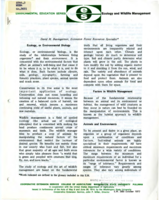 Environmental education series: Ecology and wildlife management