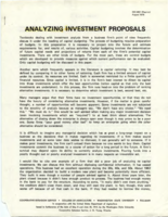 Analyzing investment proposals