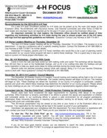 WSU Klickitat County Extension 4-H Focus, December 2013