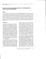 The effect of invasive and noxious plants on land management in Eastern Oregon and Washington