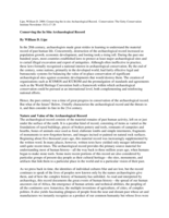 Conserving the in Situ Archaeological Record