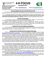 WSU Klickitat County Extension 4-H Focus, December 2014