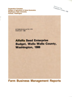 Farm business management reports: Alfalfa seed enterprise budget, Walla Walla County, Washington, 1986