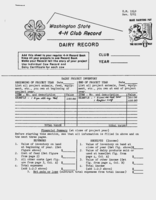 Washington state 4-H club record: Dairy record