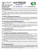 WSU Klickitat County Extension 4-H Focus, November 2013