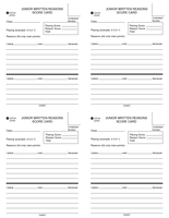 Junior Written Reasons Score Card