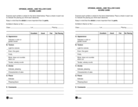 Sponge, Angel, and Yellow Cake Score Card