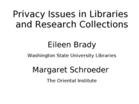 Privacy Issues in Libraries and Archives