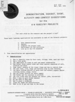 Demonstration, exhibit, event, activity and contest suggestions for the 4-H forestry projects