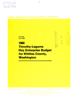 1980 Timothy-Legume hay enterprise budget for Kittitas county, Washington
