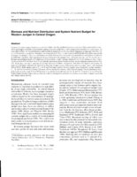 Biomass and nutrient distribution and system nutrient budget for western juniper in central Oregon