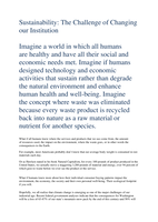 Sustainability: The Challenge of Changing our Institution