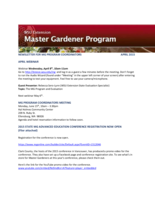 Master Gardener Program Newsletter, April 2015