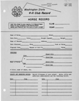 Washington state 4-H club record: Horse record