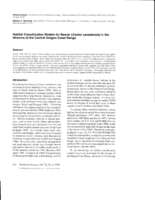 Habitat classification models for beaver (Castor canadensis) in the streams of the central Oregon Coast Range