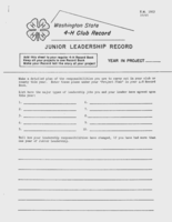 Washington state 4-H club record: Junior leadership record