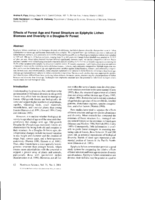 Effects of forest age and forest structure on epiphytic lichen biomass and diversity in a Douglas-fir forest