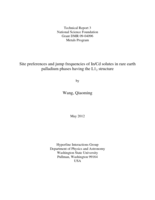 Site preferences and jump frequencies of In/Cd solutes in rare earth palladium phases having the L1 sub 2 structure