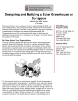 Designing and Building a Solar Greenhouse