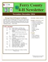 Ferry County 4-H Newsletter, November-December 2016