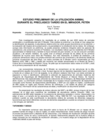 Estudio Preliminar de la Utilizacion Animal Durante el Preclasico Tardio en El Mirador, Peten