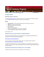Master Gardener Program Newsletter, December 2014