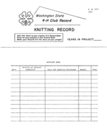 Washington state 4-H club record: Knitting record