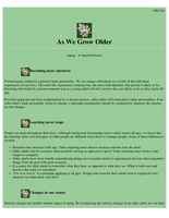 As We Grow Older: Aging - A Natural Process