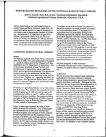 Resources and programs of the National Agricultural Library