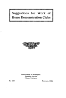 Suggestions for work of home demonstration clubs