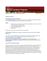 Master Gardener Program Newsletter, February 2014