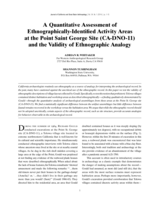 A Quantitative Assessment of Ethnographically Identified Activity Areas at the Point Saint George Site (CA-DNO-11) and the Validity of Ethnographic Analogy
