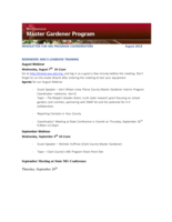 Master Gardener Program Newsletter, August 2013
