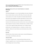 Information literacy in pre-service teacher education: An annotated bibliography