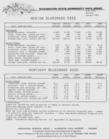Washington state commodity data sheet: Merion bluegrass seed, Kentucky bluegrass seed