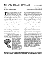 WSU Organic Standard, October 16, 2007