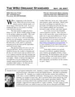 WSU Organic Standard, September 25, 2007