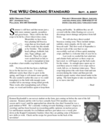 WSU Organic Standard, September 4, 2007