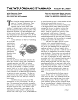WSU Organic Standard, August 21, 2007