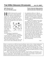 WSU Organic Standard, July 31, 2007