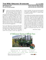 WSU Organic Standard, July 8, 2008