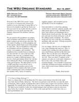 WSU Organic Standard, May 15, 2007