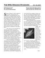 WSU Organic Standard, October 23, 2007