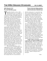 WSU Organic Standard, October 9, 2007