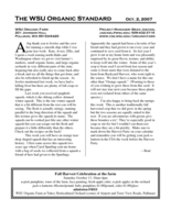 WSU Organic Standard, October 2, 2007