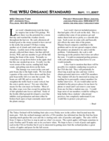 WSU Organic Standard, September 11, 2007