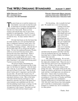 WSU Organic Standard, August 7, 2007